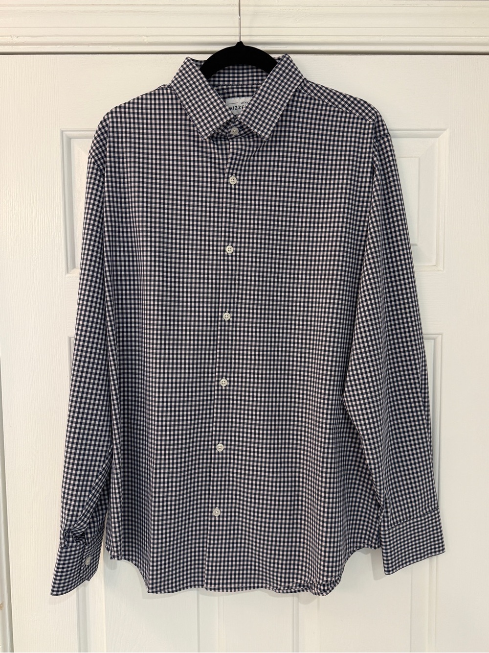 Mizzen+Main Men’s Leeward Navy White Mini Gingham Shirt Medium